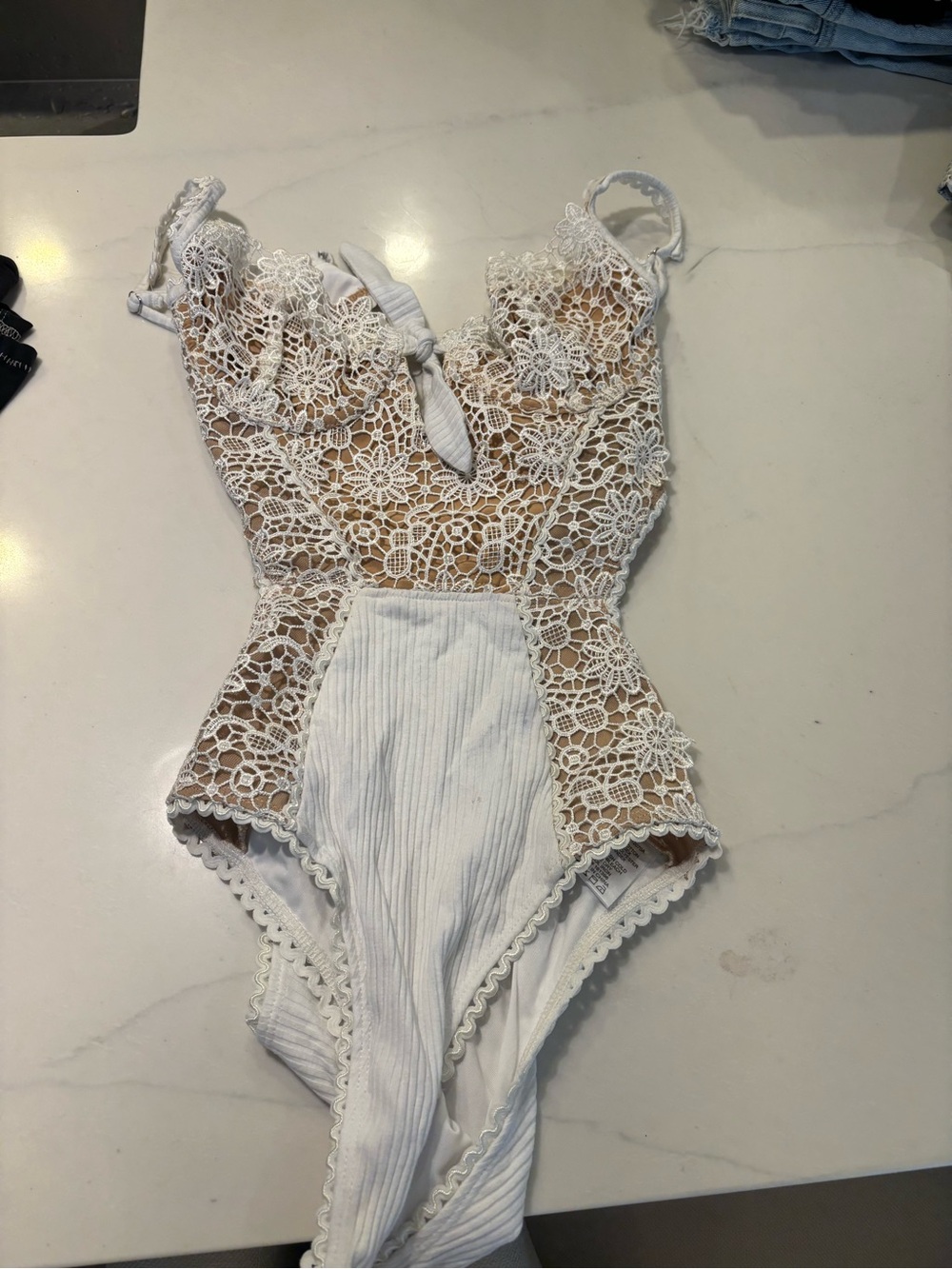 Skylar + Madison White Lace One-Piece Bodysuit